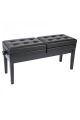 Kinsman KPB20BK Satin Black Double Piano Stool / Bench - Adjustable With Storage