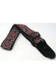 Leathergraft Guitar Strap - Jacquard Flower Pattern - Red White & Blue